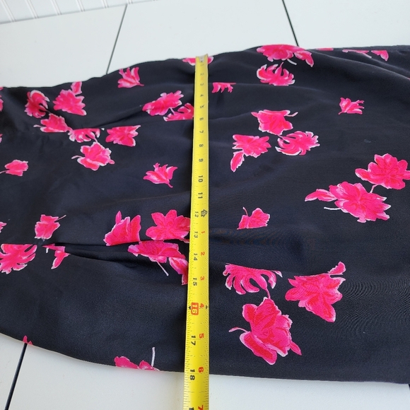 VTG Patrick Collection Ceuise Dress Womens Black Pink Floral 100% Pure Silk Sz 4 - Picture 13 of 15